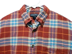 Lands' End Flanellhemd Herren Large rot blau kariert traditionelle Passform Baumwolle LS - Bild 1 von 9
