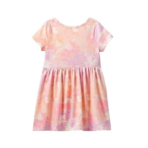 Toddler Girls' Printed Knit Short Sleeve Dress - 2T - Light Pink Warm Tie Dye - Picture 1 of 4