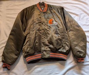 Chalk Line Cleveland Browns XL Satin Snap Up Jacket - Picture 1 of 10