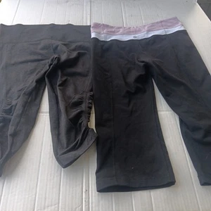 2x Lululemon Leggings Womens 8 Black Gray Capri Cropped Athletic Yoga EUC  - Picture 1 of 24