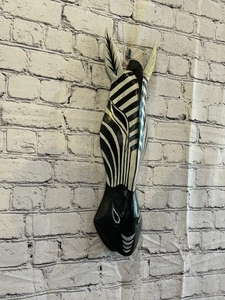 50cm Stripe Zebra Hand Carved Fair Trade Wooden Animal Wall Art Wall Hang Mask - Picture 1 of 6