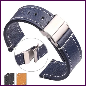 18mm 20mm 22mm 24mm Echt Leder Uhrenarmband Rindsleder Weichband Universal - Bild 1 von 27