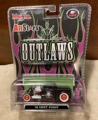 Veículo Hot Rod Chevy Pickup preto fundido Maisto All Stars Outlaws 2007 novo na caixa 36 - Imagem 1 de 3