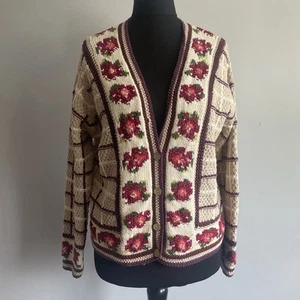 Cárdigan Floral Vintage Talla 12-14 Estilo Crotchet Algodón Cottagecore Country - Imagen 1 de 18