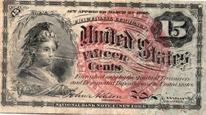 1863 - United States Fractional - 15C Fifteen Cents Note - Picture 1 of 2