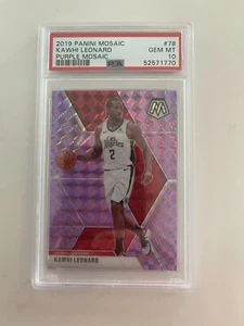 Kawhi Leonard 2019 Mosaico Panini Viola 23/49 PSA Gemma Nuova Nuova 10 - Foto 1 di 2