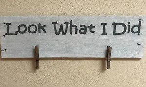 Kids Children Art Work Display Pallet Wood Handmade Look What I Did Chalk Paint - Picture 1 of 15