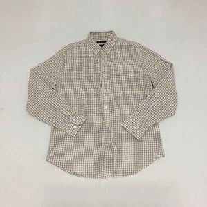 Banana Republic 100% Linen Shirt Mens Large Button Up Long Sleeve Check Beige - Picture 1 of 10