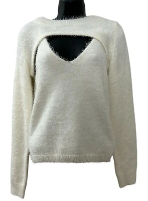 Suéter de malha FOREVER 21 PLUS branco difuso tamanho 0X novo com etiquetas - Imagem 1 de 4