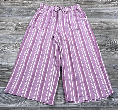 Pantalones Gloria Vanderbilt Recortados Pierna Ancha Mezcla Lino Talla M Costa Playa Informales Foto 1 de 4