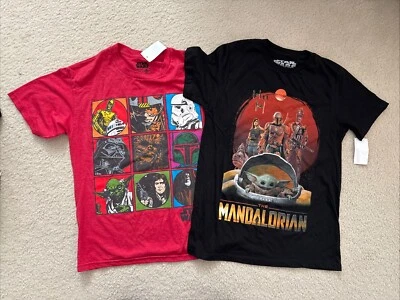 Lot Of 2 Boys Youth Size L Large T-shirts Mandalorian Star Wars New NWT Yoda - Image 1 of 4