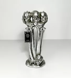 GOTHIC HALLOWEEN TALL SKULL BONES MARTHA STEWART CANDLEHOLDER DECORATION NEW - Picture 1 of 10
