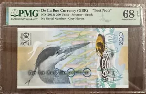 De La Rue (GBR) 200 Units ND 2013 Spark "Test Note-Polymer" SGU 68EPQ PMG - Picture 1 of 2