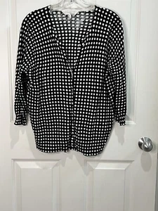 Company By Ellen Tracy Black button Cardigan With White Dots Size XL - Picture 1 of 14