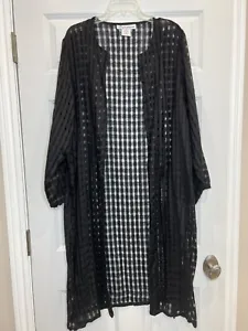 Silhouettes Size 1X Lagenlook  Linen Black Long Duster Cardigan Coverup Jacket - Picture 1 of 8