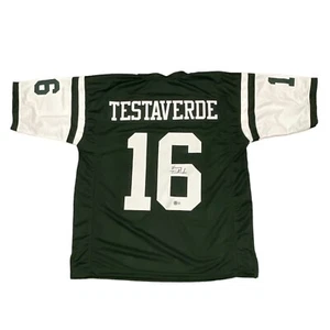 Vinny Testaverde Signed New York Jets Custom Jersey Beckett Witness BAS COA - Picture 1 of 3