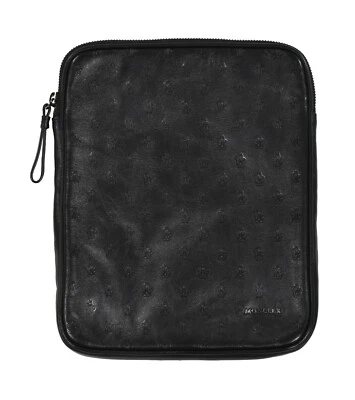 Authentic Moncler Black Leather Porta Logo Tablet iPad Case Bag 8" x 10" New - Image 1 of 3