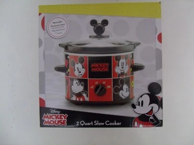 Disney Mickey Mouse Slow Cooker 2Qt Dips Queso Appetizers Tempered Glass Lid NEW - Image 1 of 2