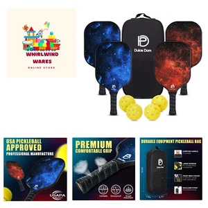 Pickleball Paddles, USAPA Approved Fiberglass Pickleball Set of 2/4 with Pick... - Picture 1 of 8