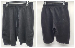 Fly Society Embossed Logo Men's Size Medium Black Pleated Drawstring Shorts - Picture 1 of 9