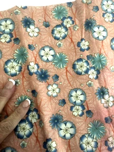 Vtg 41WX34L KATHY HALL ANDOVER FABRIC Pearl River Floral Pink Blue Cotton 1 yd - Picture 1 of 6