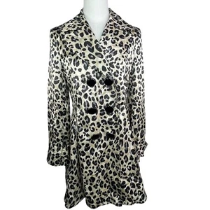 Helene Berman London, Animal Print Double Breasted Trench Jacket, Satin Poly, S - Picture 1 of 11
