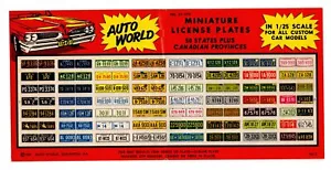 1961 Auto World Miniatura Targhe Modelli Auto Province USA Canadesi - Foto 1 di 2