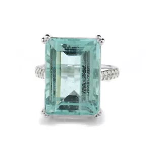 Valor Aguamarina Anillo Brillante 15,11 Quilates 750 Oro Blanco Nuevo - Imagen 1 de 6