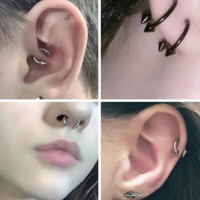 Fashion G23 Titanium Spike Circular Barbells Earrings Cartilage Septum Lip Rings - Image 1 of 4