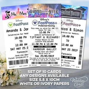Disney Fast Pass Fastpass Wedding Save the Dates Tickets Mickey Minnie Birthday - Picture 1 of 11