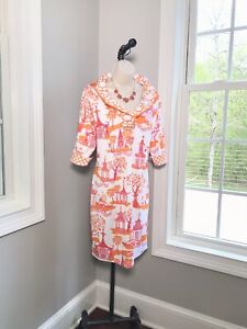 Gretchen Scott Pagoda Paradise Ruffle Neck Dress  - Women’s Large  $189