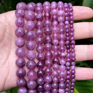 6/8mm Purple Tourmaline Jades Loose Stone Beads for Making Bracelet Necklace - Picture 1 of 7