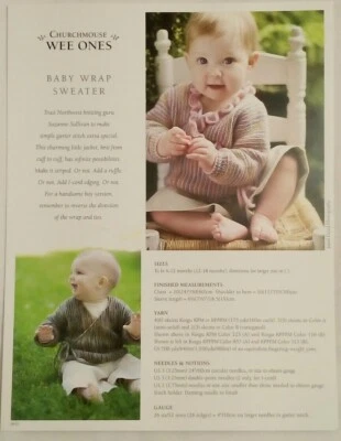 Churchmouse Wee Ones Baby Wrap Sweater pattern garter jacket 6-18 months Knit - Image 1 of 4