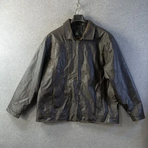 Steve & Barrys Faux Leather Mens Extra Large Brown Bomber Jacket Full Zip Lined - Picture 1 of 19