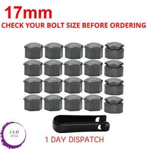 16X 17mm WHEEL NUT BOLT COVER & 4X LOCKING CAP, GREY FOR VW BMW, UNIVERSAL ITEM - Picture 1 of 4