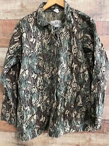 Vintage Piney Woods Natural camoflauge button down shirt, Size Large Hunting 