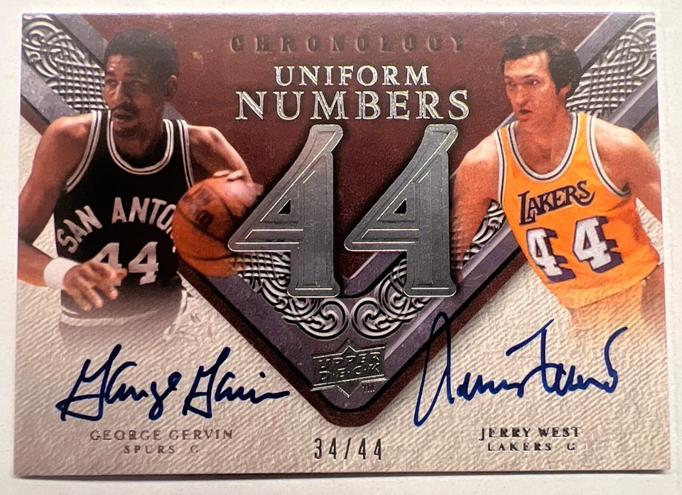 George Gervin and Jerry West Chronology Auto Dual Uniform number 34/44 Rare🔥🔥  - Image 1 of 2