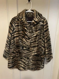 Vintage SAFARI Damen Kunstfell Jacke Mantel Styled By Fairmoor Leopardenmuster, M/L - Bild 1 von 4