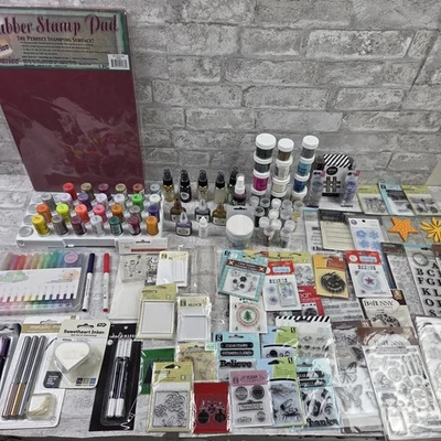 Lot of 120+ Stamping/Craft Supplies Acrylic Blocks Stamps  Embossing Stickles - Image 1 of 4