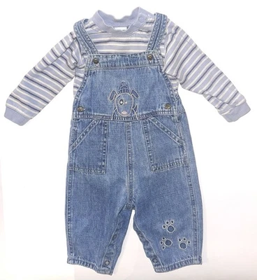 Macacão Vintage Oshkosh Baby Y2K Boy’s Puppy Paws com Camisa Snapsuit 6-9M - Imagem 1 de 4