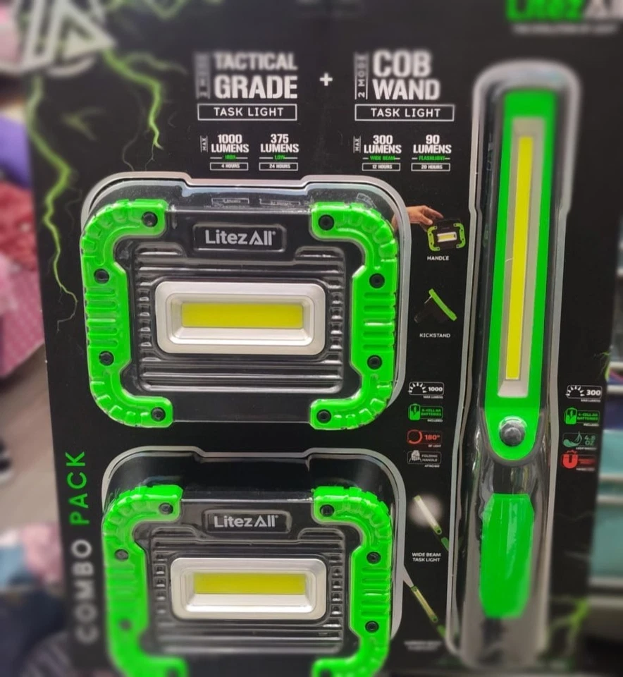 paquete combinado de luces de trabajo LitezAll Work Lights y Cob Wand.  Incluye  - Image 1 of 1