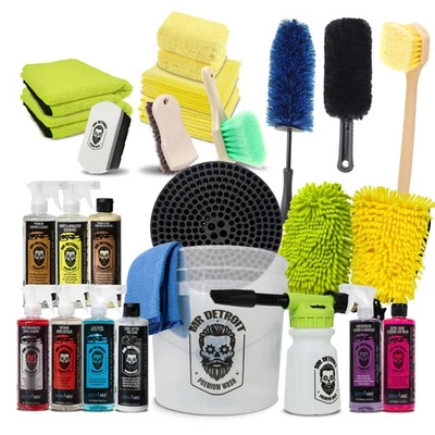 Mr. Detroit - 26 peças kit de limpeza de carro para interior e exterior, couro e muito mais - Imagem 1 de 4