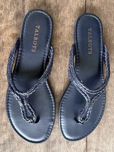 Sandalias de Tanga TALBOTS Cece Azul Marino Trenzadas Para Mujer Talla 8M Ropa de Resort Vacaciones NUEVAS - Imagen 1 de 6