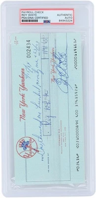 Roy White New York Yankees Signed Check from April 15, 1984 - PSA 84943224 - Image 1 of 2