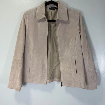 Relativity Vintage Light Beige Suede Full Zip Jacket Sz Medium Petite - Image 1 of 4