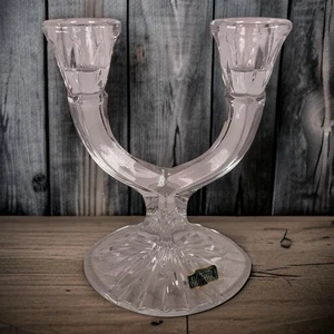 Candelabro Vintage Violetta Doble Brazo 24% Cristal Plomo Hecho en Polonia - Imagen 1 de 9
