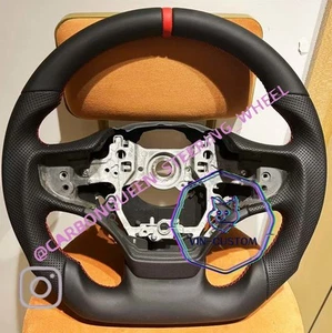 FULL LEATHER STEERING WHEEL FOR LEXUS ES250/ES300/ES350/UX250 W/RED/NO PADDLES - Picture 1 of 7