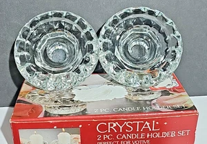 Alco Industries Crystal Candle Holder Set NIB Votive And Tapered Candles # 0011 - Picture 1 of 9