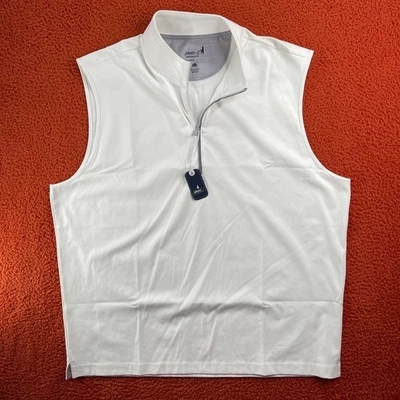 Chaleco de golf Johnnie-O para hombre XL Caleb Performance cuarto cremallera blanco NUEVO $178 Foto 1 de 4