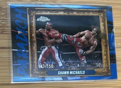 2025 Topps Chrome WWE Shawn Michaels Paradigm Blue Refractor #PAR-SML 147/150 - Image 1 of 2